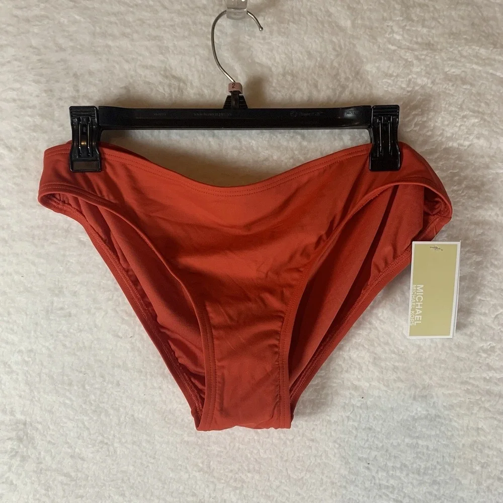 Michael Kors BRIGHT‎ ORANGE Solid Hipster Brief Bikini Swim Bottom, US X-Large